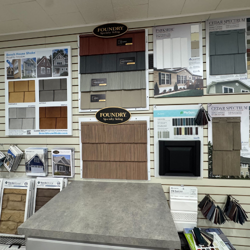 C.C. Allis & Sons display room siding samples.