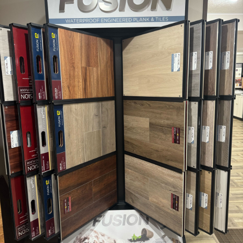 C.C. Allis & Sons display room flooring samples.