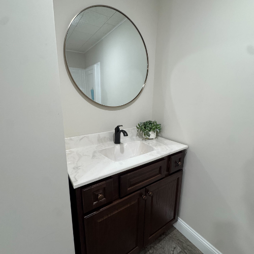 C.C. Allis & Sons display room bathroom vanity mockup.