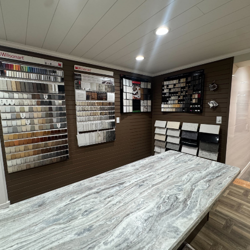 C.C. Allis & Sons display room counter samples.