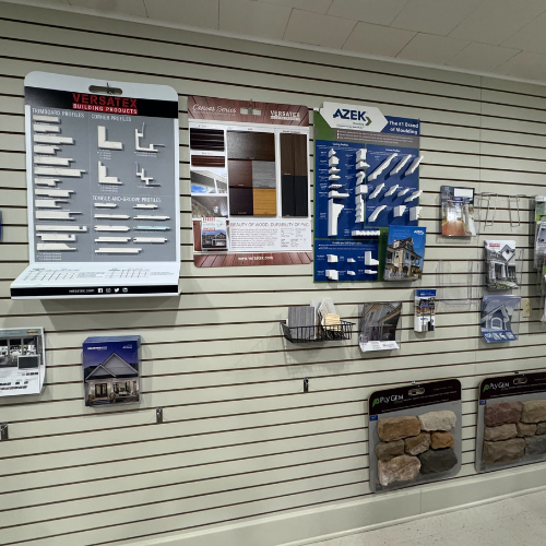 C.C. Allis & Sons display room siding samples.