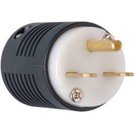 Straight Blade Plug, 2-Pole, 3-Wire Grounding, Black & White, NEMA 6-15P, 15-Amp, 250-Volt