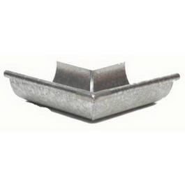 Gutter Half Round Mitre, Outside, Galvanized, 5-In.