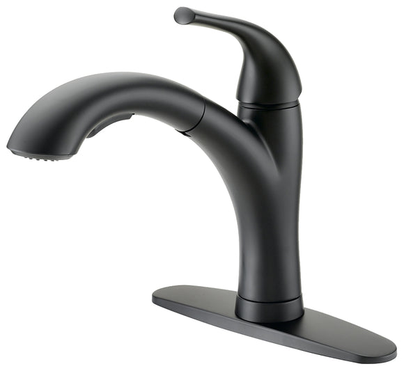 Boston Harbor Pull Out Kitchen Faucet 1.8 gpm 1-Handle, 1, 3-Faucet Hole Metal/Plastic Deck Matte black