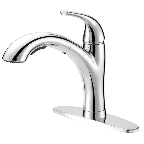 Boston Harbor Pull-Out Kitchen Faucet, 1.8 gpm 1-Handle, 1, 3-Faucet Hole Metal/Plastic Deck Chrome