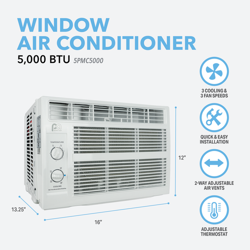 Perfect Aire 5,000 BTU 115V Compact Mechanical Window Air Conditioner