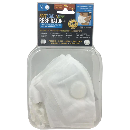 SoftSeal N-95 V-Fold+ Mask w/Valve (Silicone Seal)